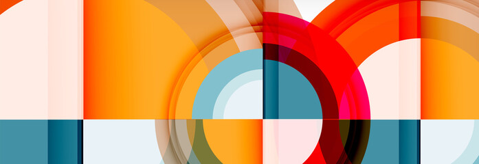 Round shapes, triangles and circles. Modern abstract background