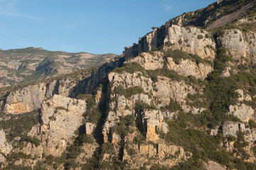 Fototapeta na wymiar Cliff in the Natural Park of the Mountains and Canyons of Guara. Huesca. Aragon. Spain.