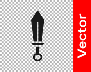 Black Sword toy icon isolated on transparent background. Vector.