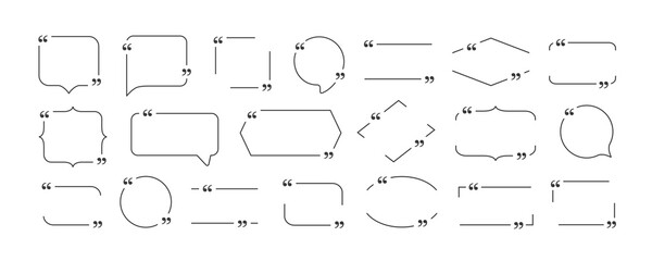 Quote box frames set isolated on white background. Vector bubble speech, quotation, comment, message or reference borders