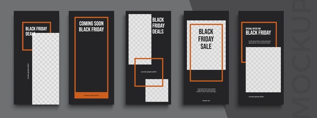 Black Friday Sale. Trendy editable Instagram Stories template. Design  for social media.  - obrazy, fototapety, plakaty