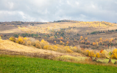 Fototapeta na wymiar Autumn mountain plain landscape