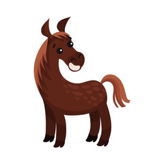 Horse with Mane as Farm Animal Vector Illustration