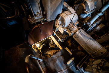 The engine room is old on the ship
