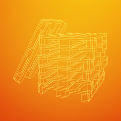 Cargo pallet for warehouse. Logistics shipping concept. Wireframe low poly mesh vector illustration.