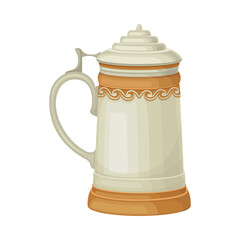 Oktoberfest Mug or German Stein with Lid Vector Illustration