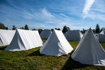 field soldier camp with guns and household items 1812