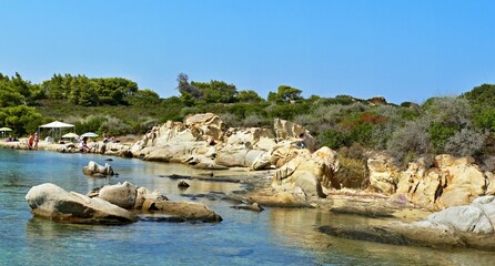 Greece-view of the beach and coast of Diaporos Island