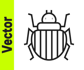 Black line Colorado beetle icon isolated on white background. Vector.