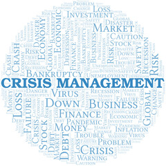 Crisis Management word cloud create with text only.