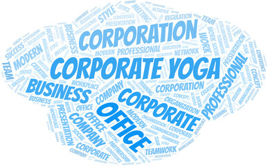 Corporate Yoga vector word cloud, made with text only.