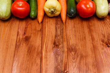 Fresh vegetable on wooden table