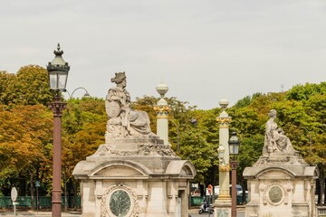 Columns with Sculptures Place de la Concorde Paris 