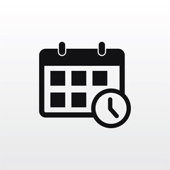 Calendar icon vector . Calendar with clock sign