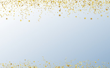 Gold Confetti Shiny Vector Gray Background. 