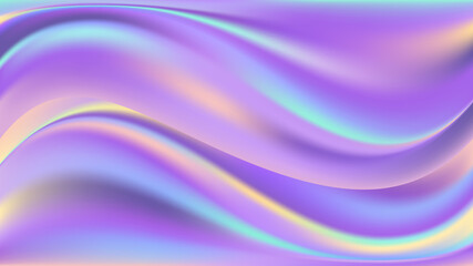 Fototapeta premium Rainbow pastel wavy background. Holographic color flow waves and swirl, abstract backdrop, trendy design for poster or banner. Vector illustration