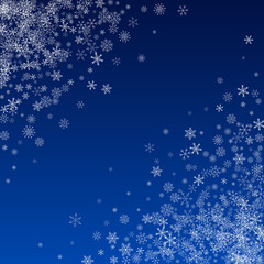 Silver Snow Vector Blue Background. Xmas 