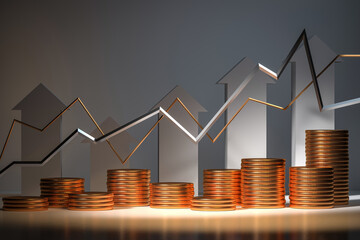 change rate index investment strategy money growing growth value of stock or deposit metaphot, investment concept