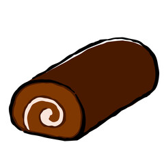 Illustration of Chocolate Swiss Roll: Illustration like hand drawn illustration with ink and brush