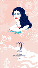 Zodiac background. Virgo constellation. The symbol of the astrological horoscope.