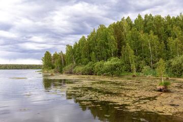 Beautiful view on the Bank of the beloyarskoye reservoir in the Sverdlovsk region,