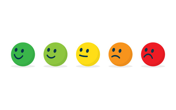 Rating satisfaction. Feedback in form of emotions. Review of consumer. Vector illustration