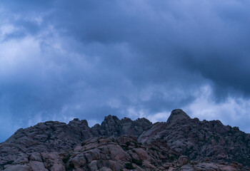 Panoramic view, El Yelmo and La Pedriza, Sierra de Guadarrama, Madrid, Spain, Europe