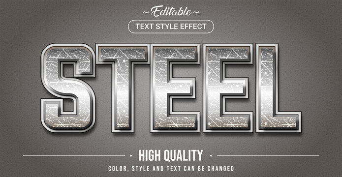 Editable text style effect - Steel theme style.
