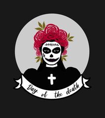 Spooky woman in day of the death theme