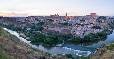 Panoramic at sunset, "Mirador del Valle",  Toledo city, Toledo, Castilla-La Mancha, Spain, Europe