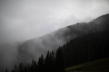 Berglandschaft im Nebel