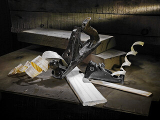 Joiner's tool. Old Raubank. Wood shavings