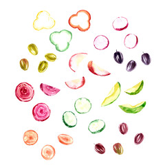 Hand drawn watercolor sketch of salad ingredients