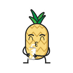 vector mascot pineapple flat illustration