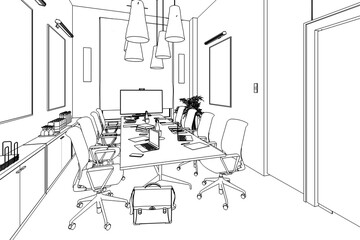 Office Design: Meeting (sketch) - 3d illustration