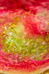 Abstract glittery liquid and crystals background