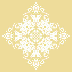 Oriental vector pwhite attern with arabesques and floral elements. Traditional classic white ornament. Vintage pattern with arabesques