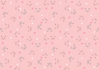 Seamless Baby Pattern with Animal Character and Decorations on Pink Background - Repetitive Print Texture Illustration, Vector