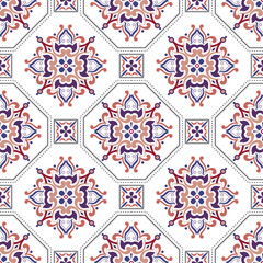 Seamless tiles background in portuguese style. Mosaic pattern for ceramic in dutch, portuguese, spanish, italian style.