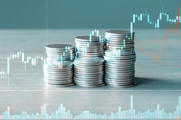 concept coin stack background, business money and coin
