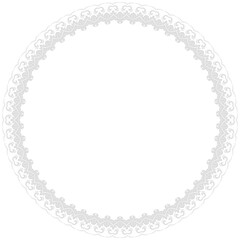 Oriental vector light round frame with arabesques and floral elements. Floral light border with vintage pattern. Greeting card with place for text