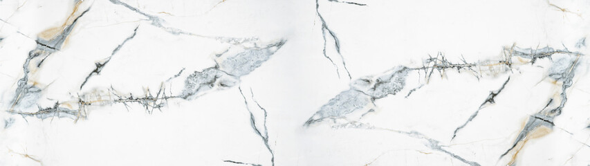 Marbled background banner panorama - High resolution white grey gray blue beige Carrara marble stone texture