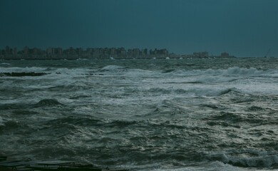 Dramatic landscape, dark mood sea view