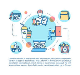 Meal delivery service concept icon with text