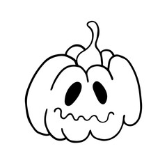 Halloween pumpkin on white background. Happy Halloween holiday. Vector illustrasion.