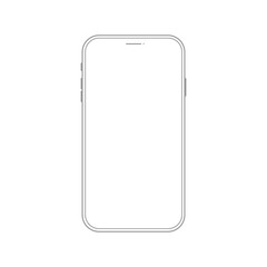 Smartphone line icon. Mobile phone mock up modern linear vector illustration isolated on white background.