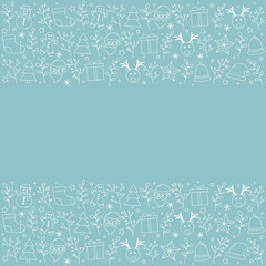 Christmas background with ornaments and copyspace. Empty Xmas greeting card. Vector