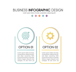 Diagram with business icons and 2 steps. Infographic design. Vector