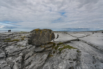Rocky limestone landscape of  the Burren national park in County Clare, Ireland