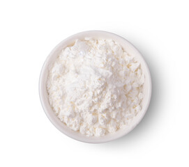 Fototapeta na wymiar crispy flour in bowl isolated on white background